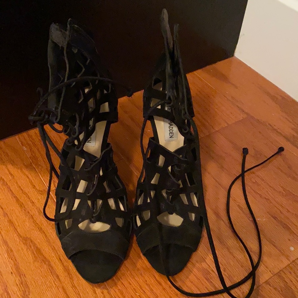 Steve Madden Black Strap Heels